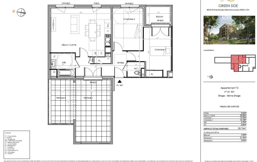 Annonces CROIXROUSSE : Appartement | LYON (69005) | 70 m2 | 365 000 &euro; 