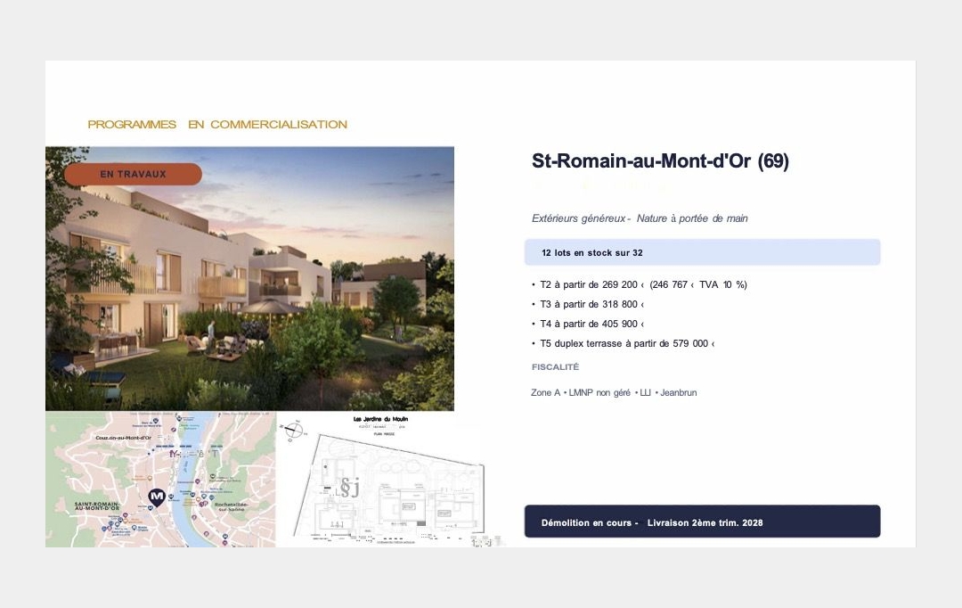 Annonces CROIXROUSSE : Apartment | SAINT-ROMAIN-AU-MONT-D'OR (69270) | 41 m2 | 246 767 &euro; 